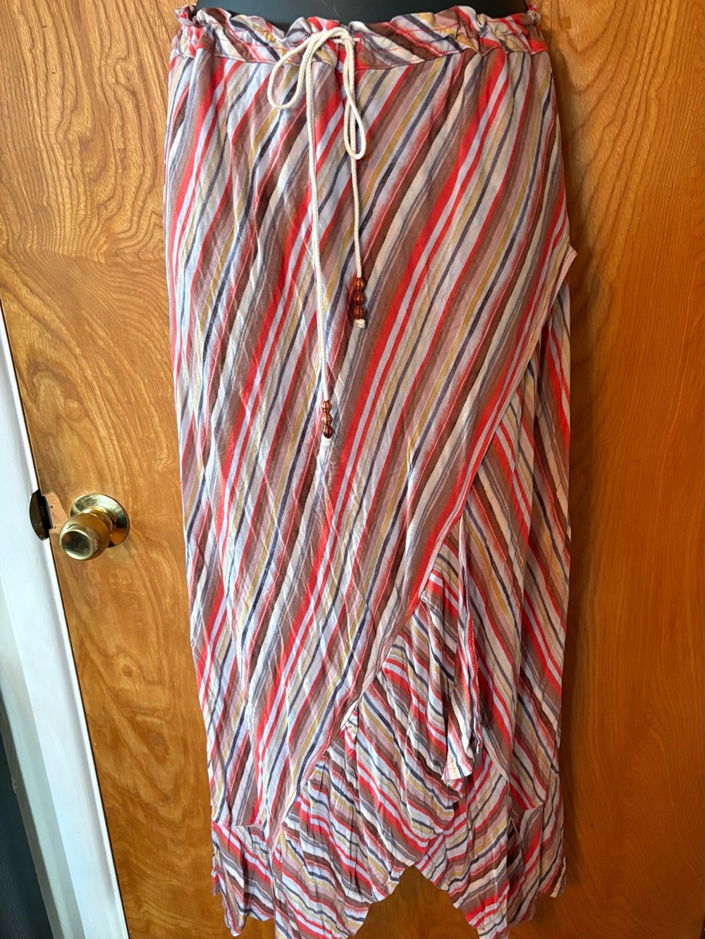 Quicksilver Women’s long faux wrap ruffle skirt.